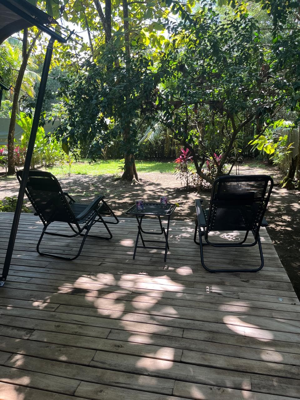 The Safari Tent Hideaway, open to its garden